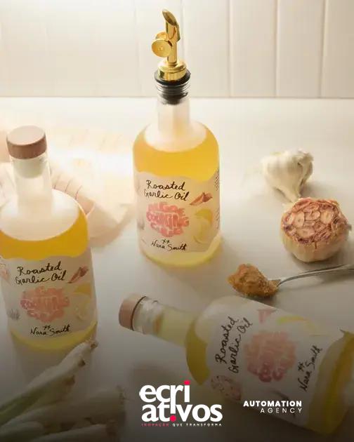 Nara Smith e Algae Cooking Club lançam azeite de alho assado em vidro fosco